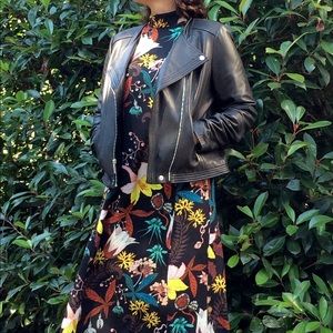 H&M dark florals high neck dress